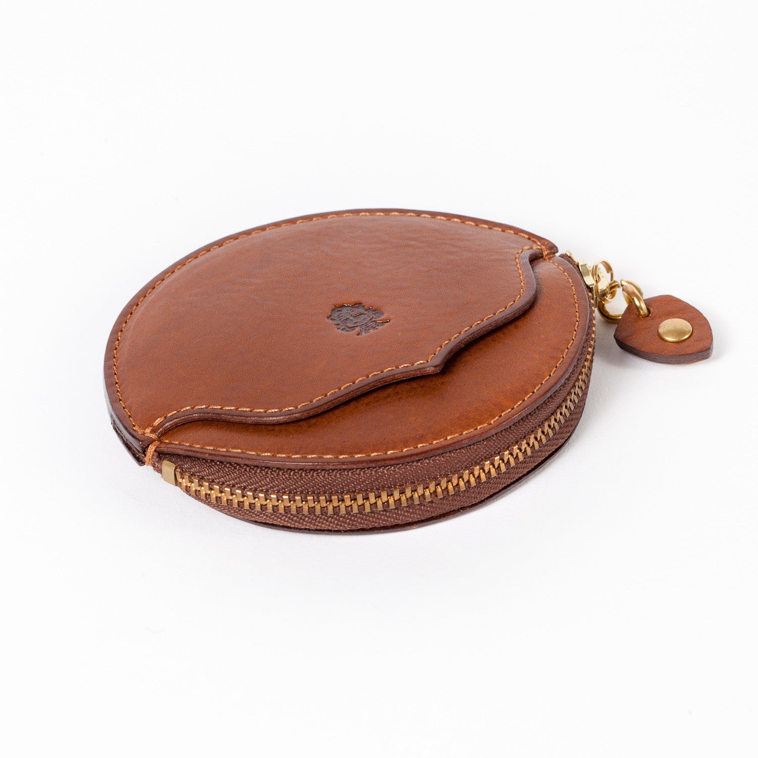 Cognacfarbenes Zip-Etui "Travel Case" aus genarbtem Kalbsleder - Handarbeit